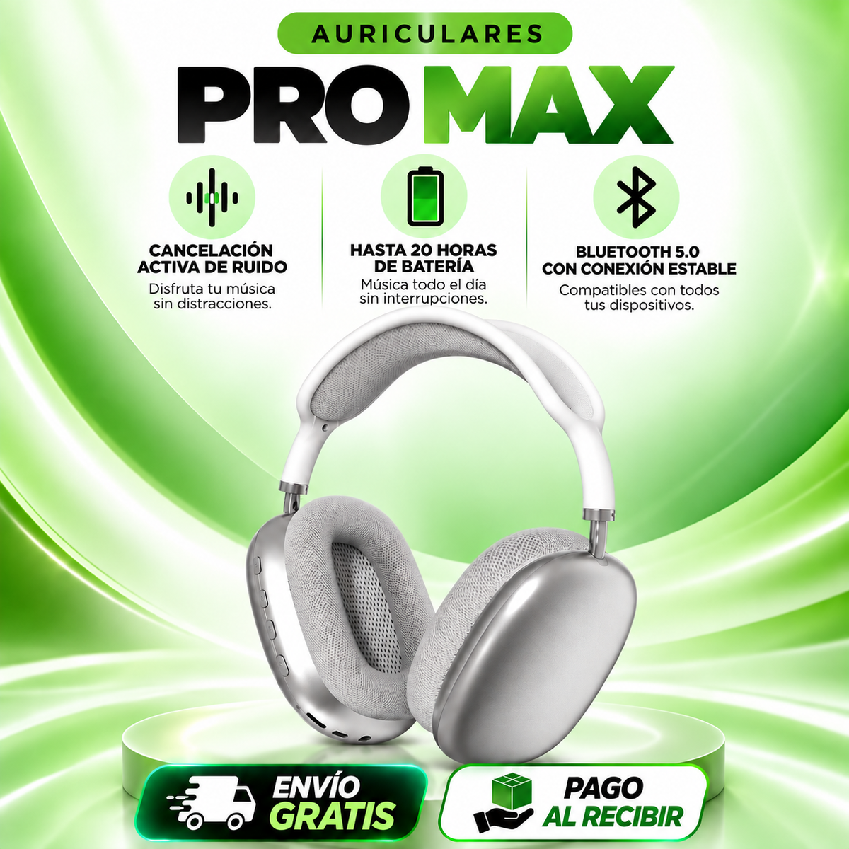🎧 Auriculares PRO Max + Caja y Carregador + Bluetooth 5.0 Premium + ¡REGALO SOLO HOY! 🔥