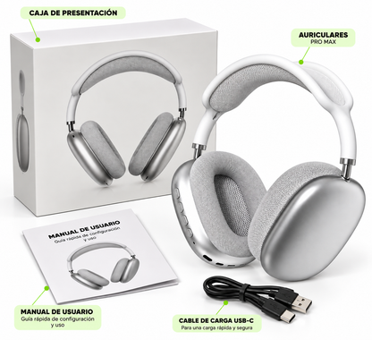 🎧 Auriculares PRO Max + Caja y Carregador + Bluetooth 5.0 Premium + ¡REGALO SOLO HOY! 🔥